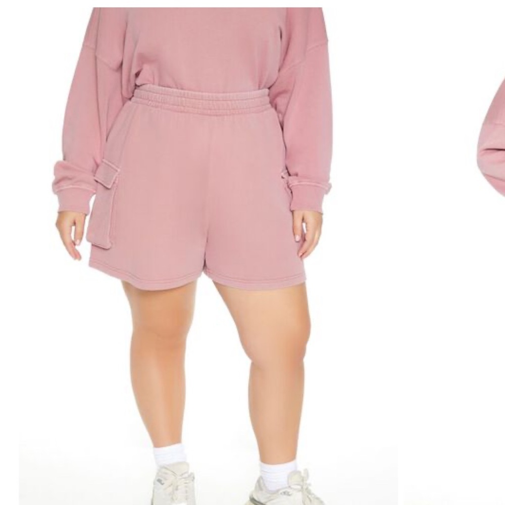 Plus Size Women's Pink Casual Sweat Shorts 3X
